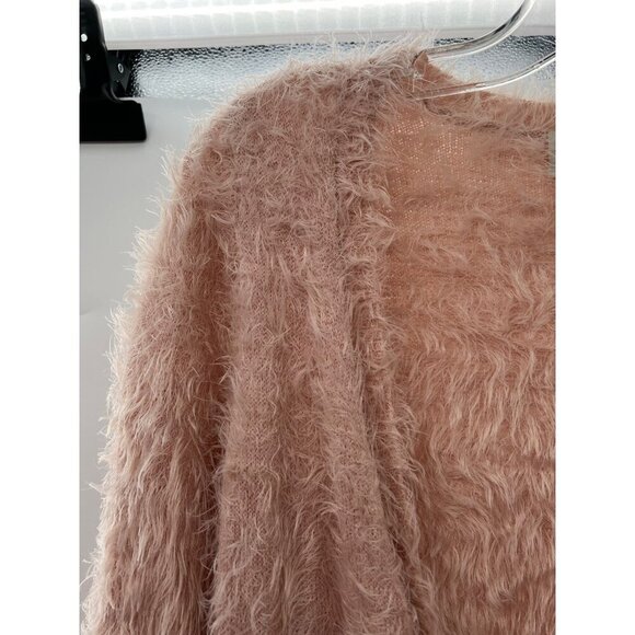 Corey Lynn Calter Faux Fur Surplice Sweater Pink Size Small Long Sleeve V-Neck - Picture 4 of 9